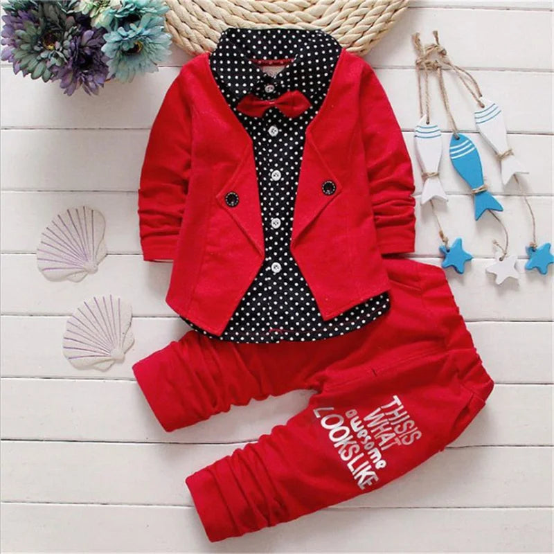 Toddler Boys' 3-Piece Polka Dot Suit Set with Bow Tie