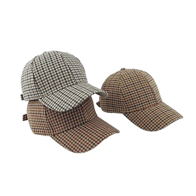 Unisex Checkered Baseball Cap with Adjustable Strap