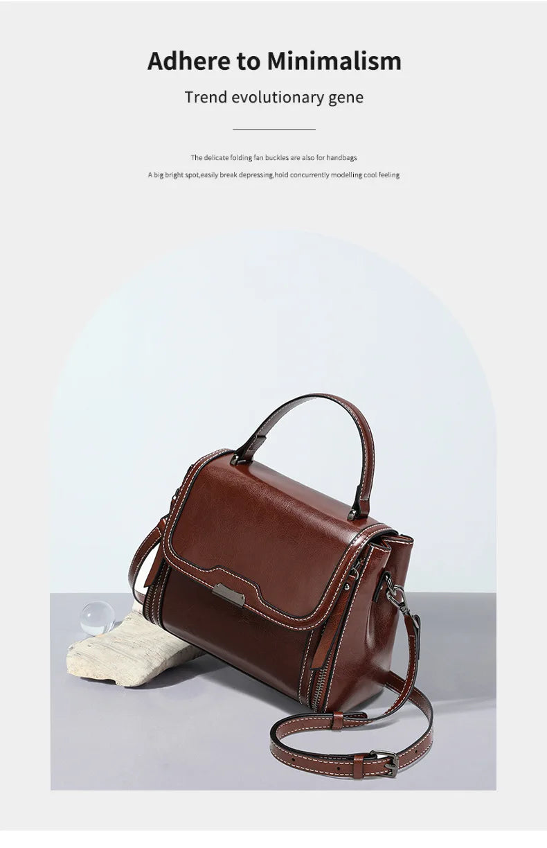 Cowhide Women's Tote Bag 2024 New Luxury Genuine Leather Shoulder Crossbody Bags High Quality Vintage Female Handbag 6241
