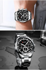 Men's six-needle multifunctional watch Waterproof calendar round strap stainless steel strap date men's business men's watch