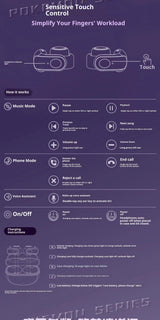 Gengar PokéMon Bluetooth Headset Ear Clip Hifi Stereo Wireless Game Sports Earbuds Long Battery Life Trendy Anime Gift