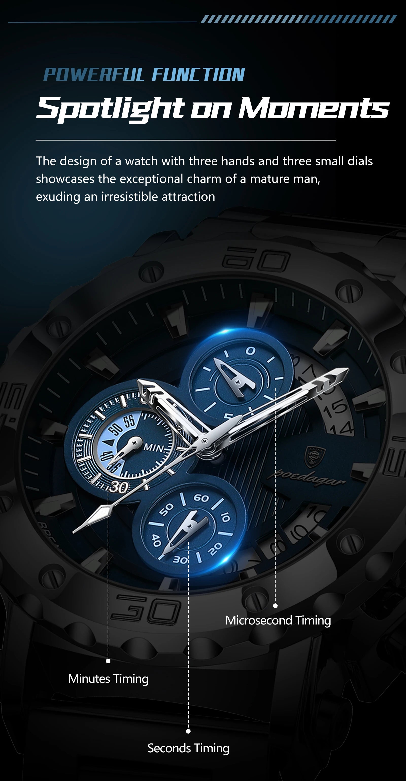 POEDAGAR 892 Luxury Men's Chronograph Watch