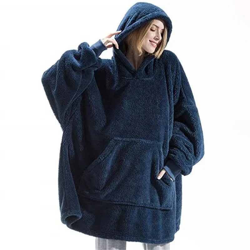 Oversized Fleece Hooded Blanket Sweatshirt