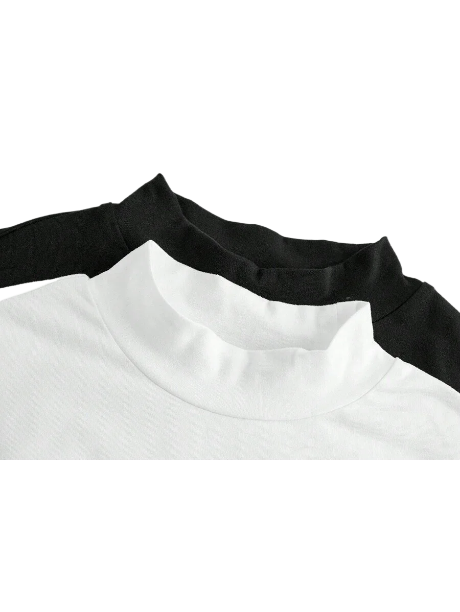 2-Piece Women's High-Neck Brushed Thermal T-Shirt Set - Made in USA