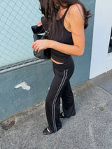 Women's Black Low-Rise Flared Yoga Pants