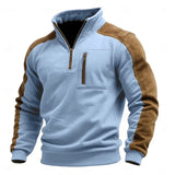 Men’s Stand Collar Patchwork Sweatshirt