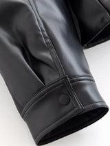 HH Women Vintage Motorcycle Jacket With Belt Faux Leather Trench Coat Long Sleeve Lapel Zipper Jacket Autumn High Street Outwear