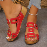 Women's Wide-Fit Roman Sandals — Open Toe Wedge Beach Shoes