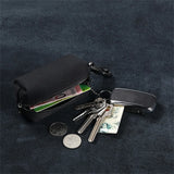 Portable Keychain Wallet for Men Women Large-Capacity Double Zipper Key Pouch Bag Suede Leather Key Case Unisex Coin Purse