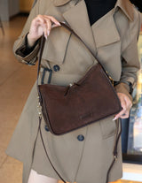 Suede Cowhide Fashion Ladies Shoulder Cross Coffe Bag Genuine Leather Luxury Designer Women's Brown Handbag Female Crossbody Bag