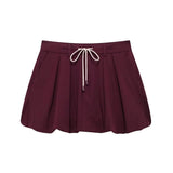 Casual Women 2 Pieces Sets Waist Lace Up Lantern Edition Mini Skirt Sets Solid Pocket Decorative Jacket Top Women's Set