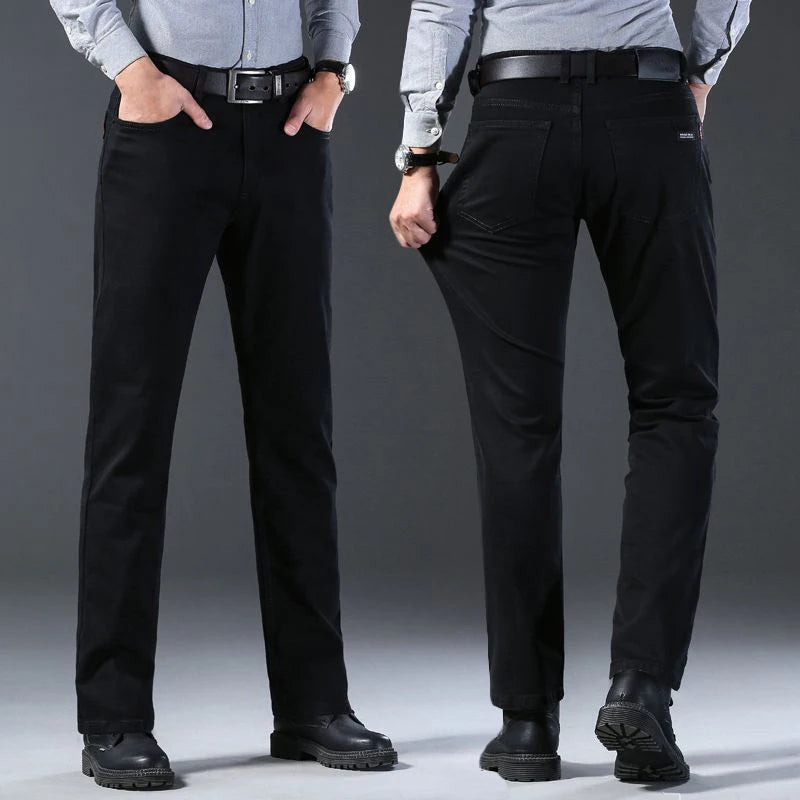 Men’s Classic Black Straight-Leg Stretch Jeans