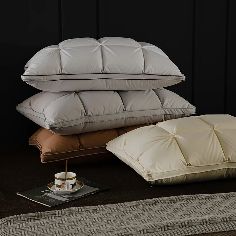 Luxury 3D Bread White Goose Down Feather Pillows for Sleeping Body Neck Protection Bed Pillows Soft Comfort 100% Cotton Cover