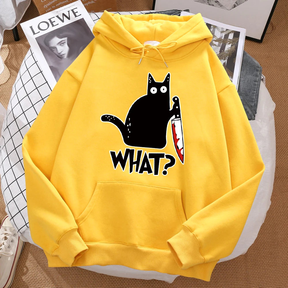 Little Black Cat Graphic Hoodie