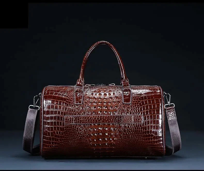 2024 New Cow Genuine Alligator Leather Travel Bags Luxury Men Large Capacity Portable Male Shoulder Bags Brand Travel Duffle Bag
