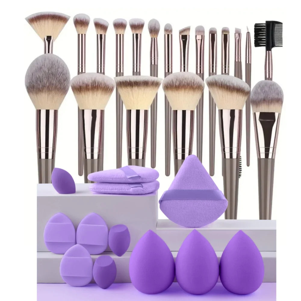 Professional 3-20pc USA-Made Makeup Brush Set - Goat & Synthetic Hair