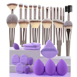 Professional 3-20pc USA-Made Makeup Brush Set - Goat & Synthetic Hair