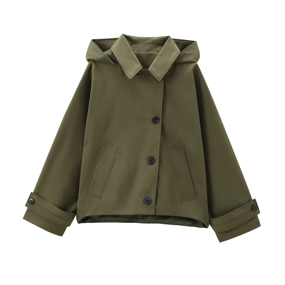 European Style Hooded Trench Jacket