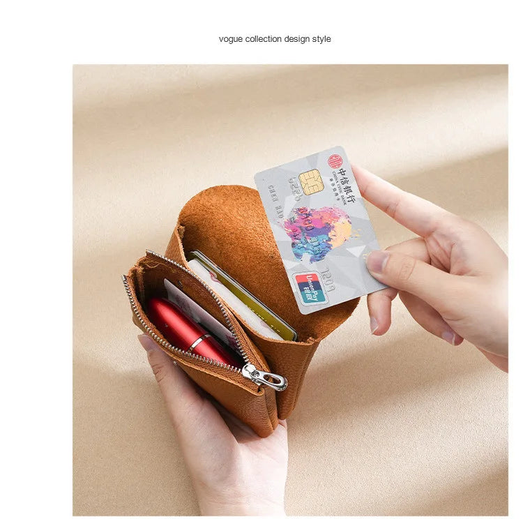 Custom Letters Fashion Women Short Wallet Genuine Leather Double Wallet Small Coin Purse Mini Credit Card Holder Key Storage Bag
