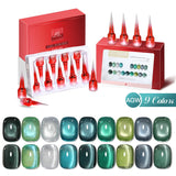 AS 9 Colors Magnetic Cat Eye Gel Nail Polish Set Jelly Pink UV LED Soak Off Gel Varnish Crystal Red Cat Gel Lacquer With Display