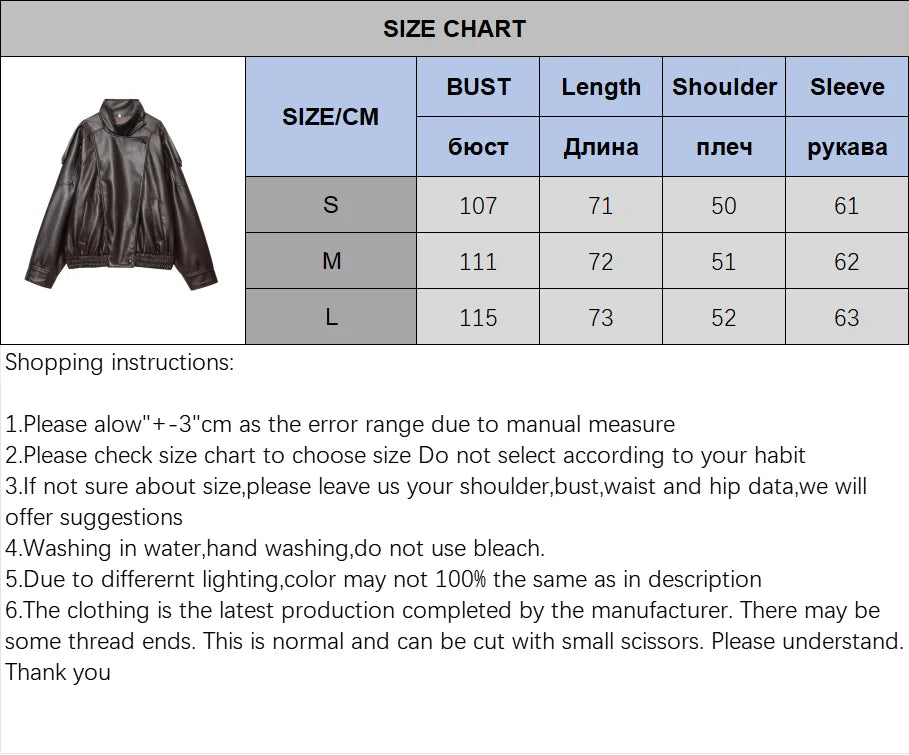 Women Fashion Leather Jacket Autumn Winter Loose Causal PU Faux Leather Jackets Coat Fashion Street Motorcycle Jackets