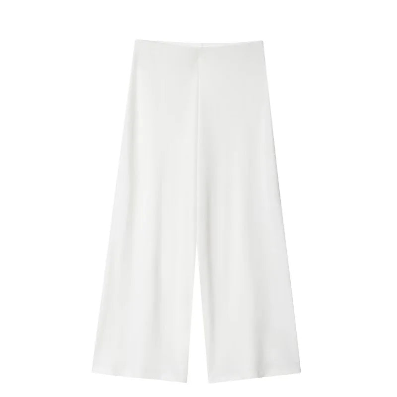MUJER 2025 Baggy Pants Set 2 Piece Woman Summer Wide Leg Pants Women's Suit Knit Sleeveless Top Woman Outfit Casual Lady Sets