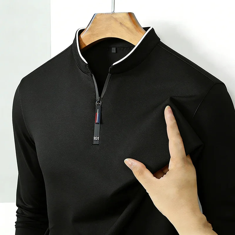 Men's Half-Zip Polo | Wrinkle-Free Long Sleeve Top