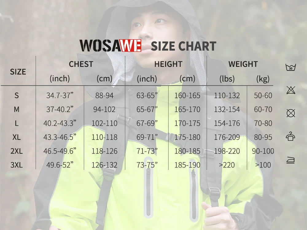 WOSAWE Unisex Waterproof Riding Rain Jacket | Reflective