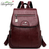 Women's Leather Backpack with Organizer Pockets