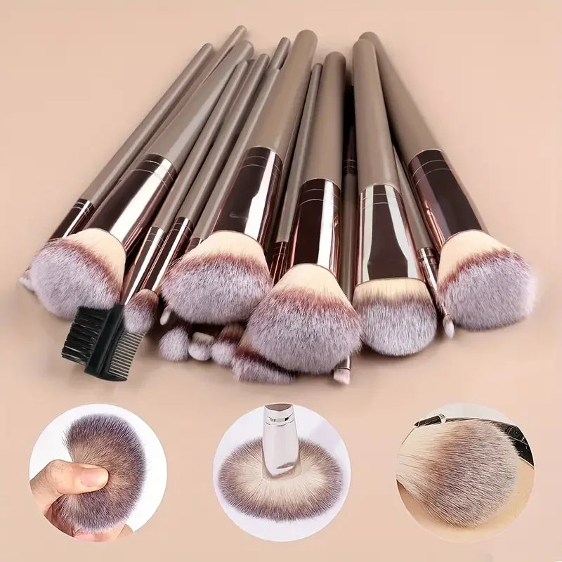 Professional 3-20pc USA-Made Makeup Brush Set - Goat & Synthetic Hair