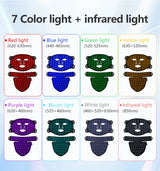 LED Facial Mask with Neck 8 color Near-infrared Red Facial and Neck Photon Oil Control Skin Firming Whitening and Anti Rednes