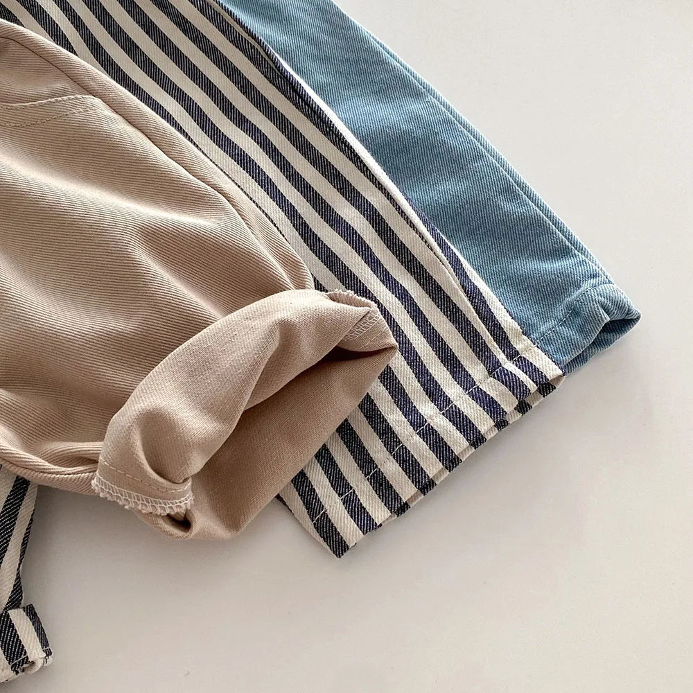 Kids' Striped Casual Denim Trousers
