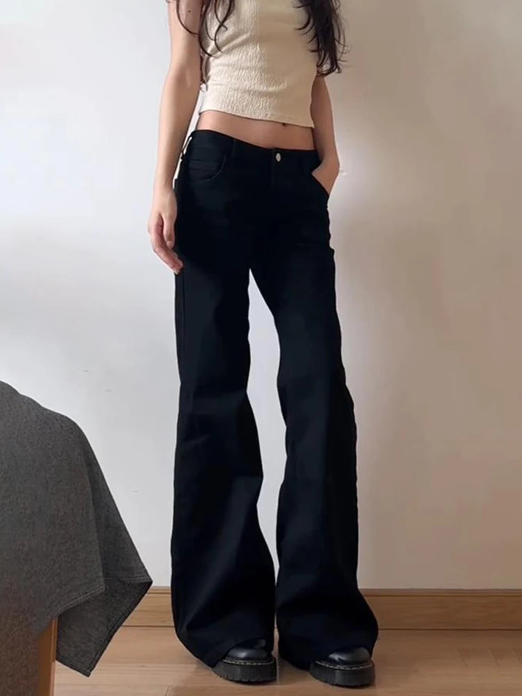 Women's Low-Rise Wide Leg Flared Jeans | Retro Denim