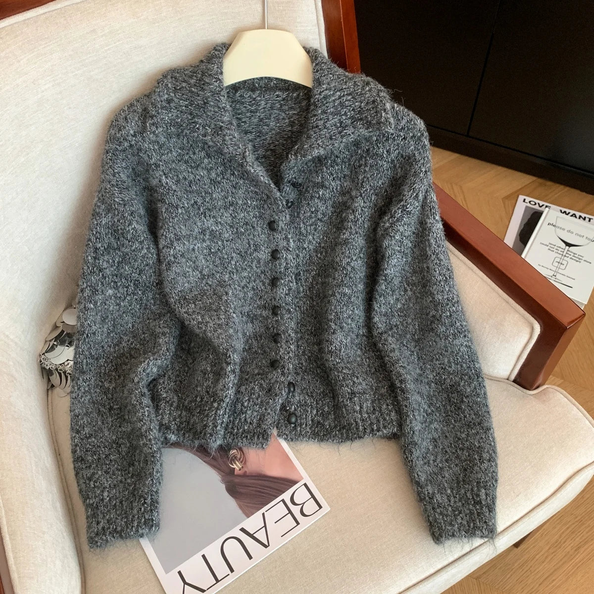 Women's Turtleneck Button-Front Cardigan