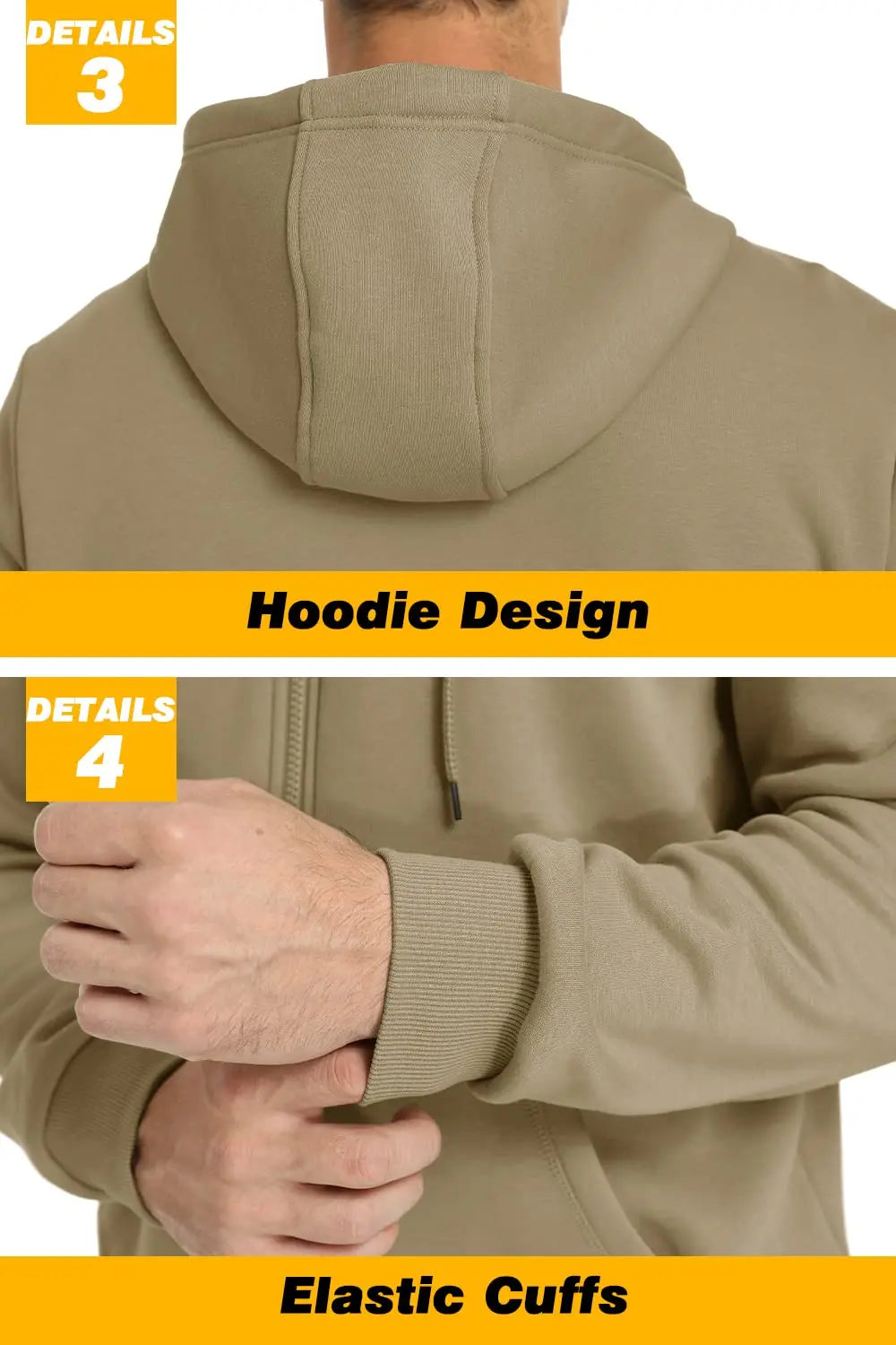 TACVASEN Men's Fleece-Lined Zip-Up Hoodie