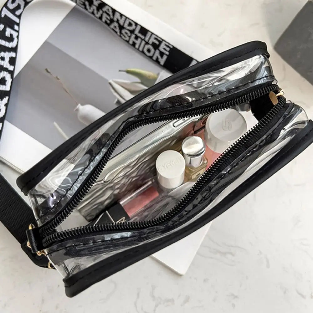 Transparent Crossbody Bag for Women Candy Color Letter Fashion Shoulder Bag PVC Transparent Jelly Bag Small Square Bag