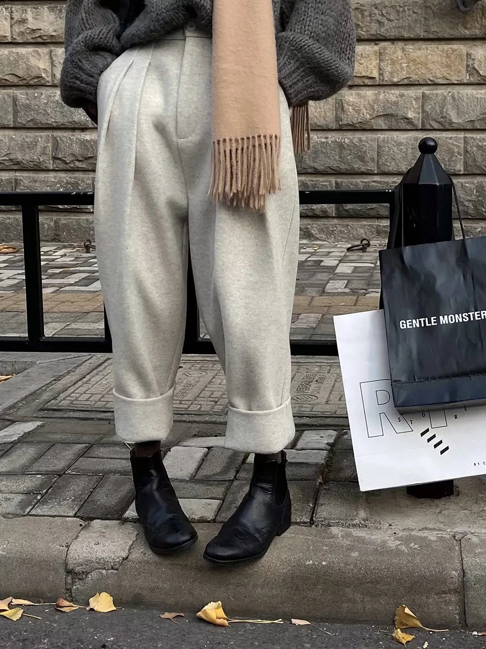 Women's High-Waist Ankle Pants with Pockets