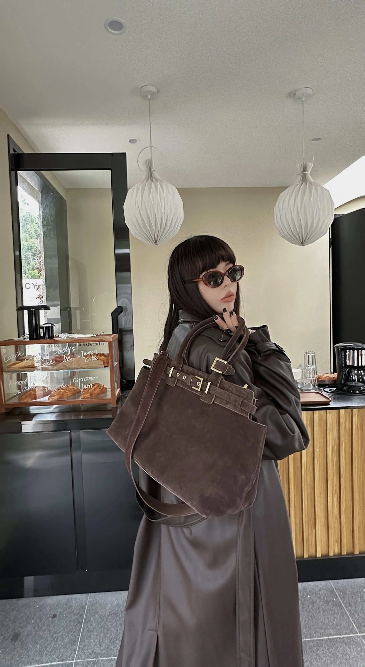Motingsome 100% Natural Suede Bag Women Tote Luxury Designer Bags Roomy Casual Tote Crossbody Fashionable Handbag and Purses New