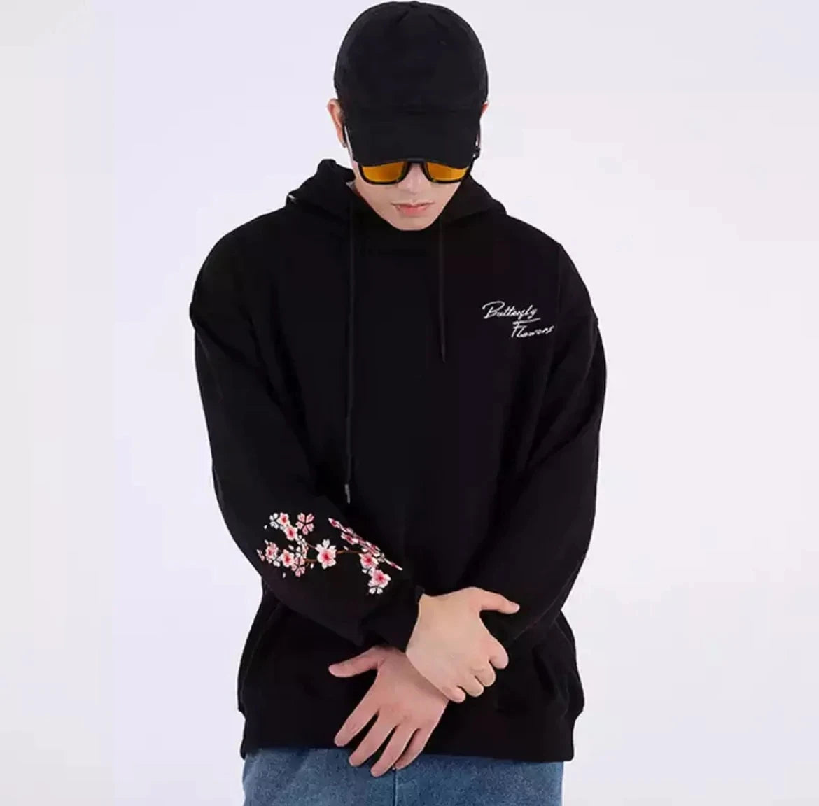 Men’s Butterfly Embroidered Cotton Hoodie