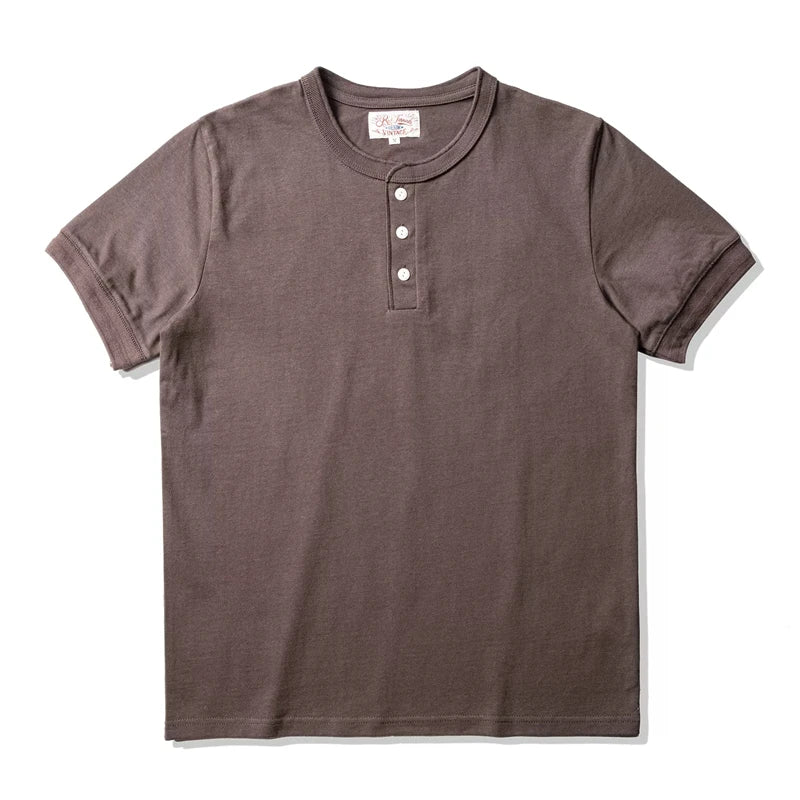 Heavyweight Cotton Henley Tee – Vintage Everyday Essential