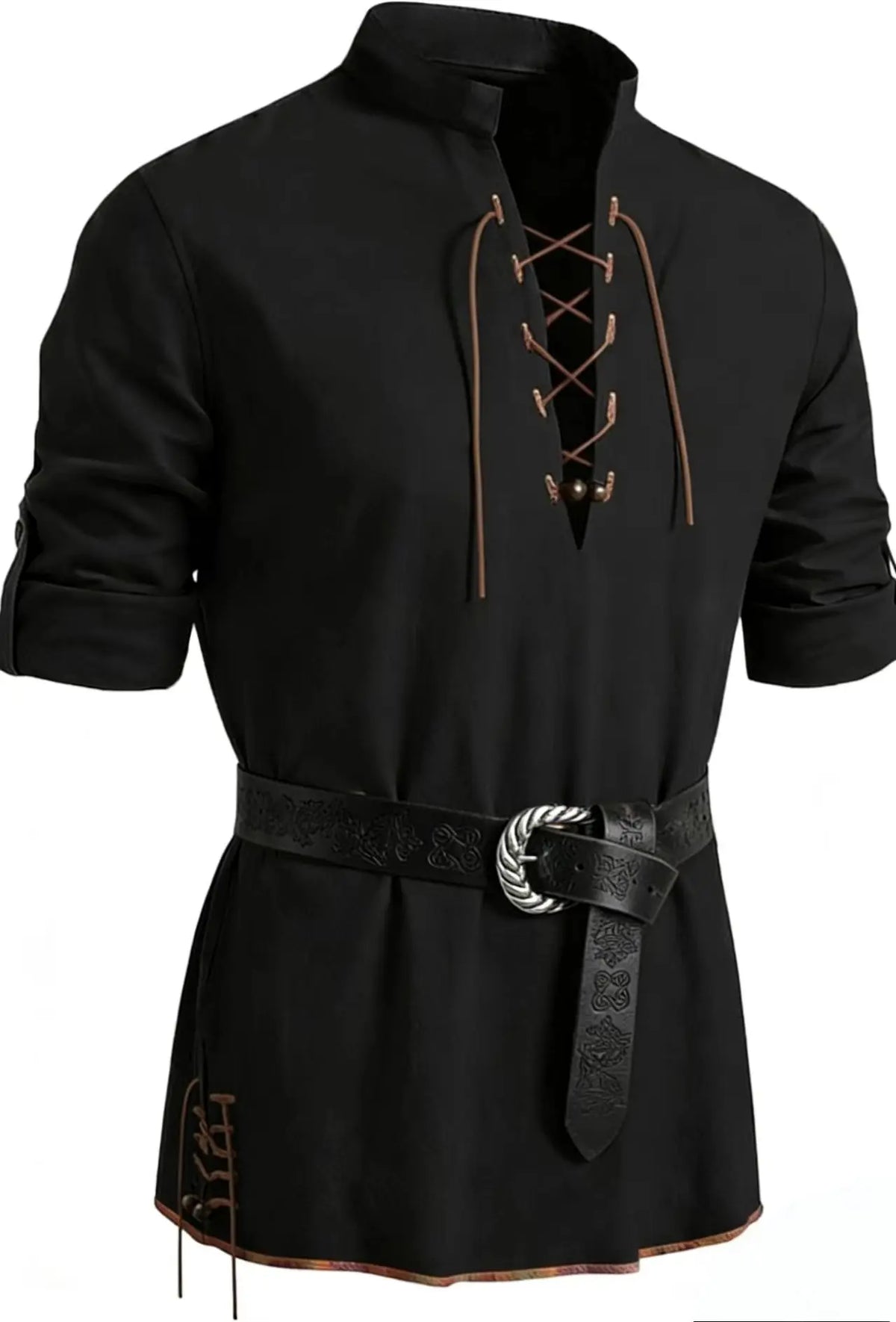 Men's Medieval Pirate Lace-Up Shirt