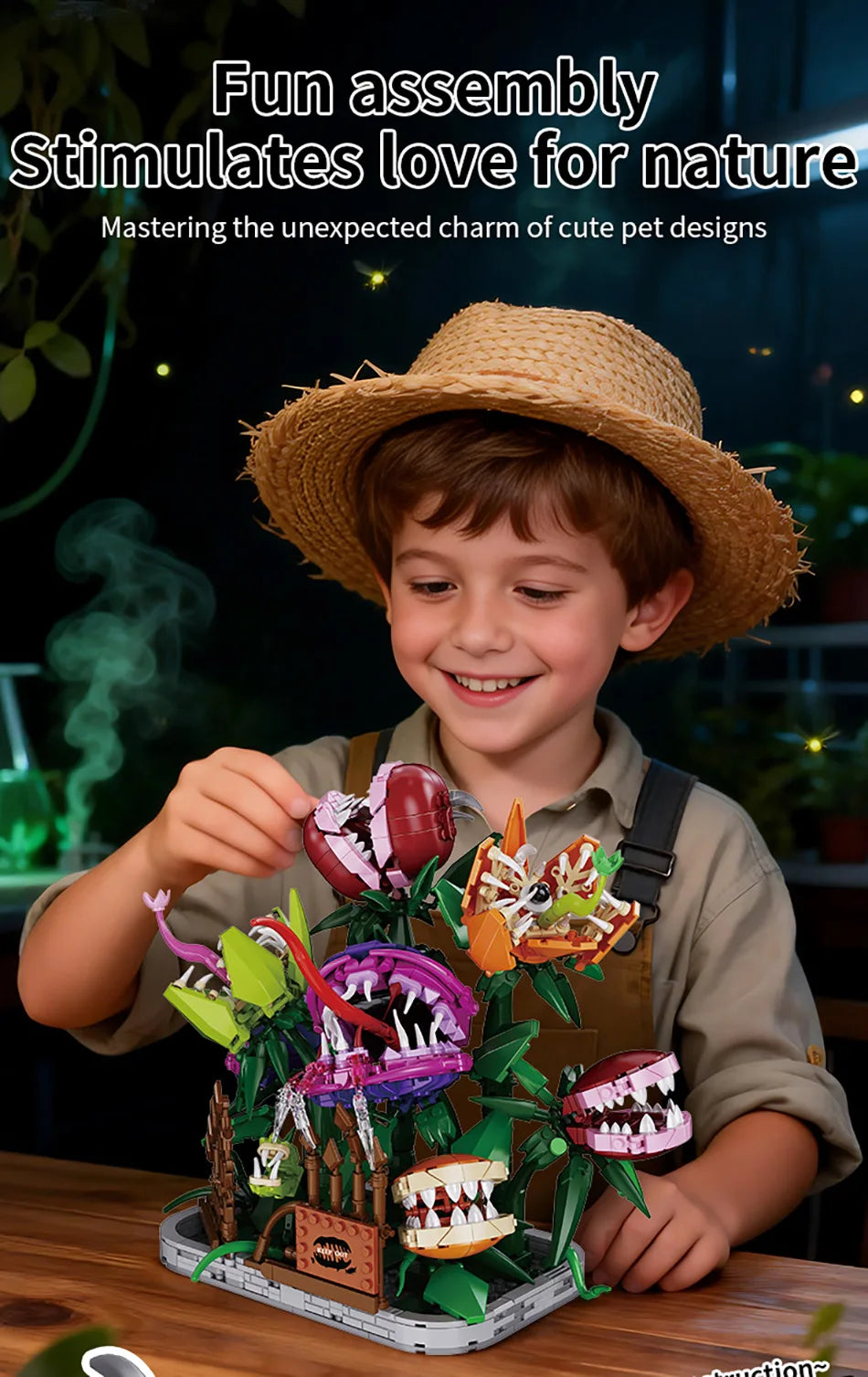 Creative 1266Pcs Carnivorous Plant Manor Building Blocks MOC Man-eating Flower Garden Bricks Home Decoration Toys Children Gift