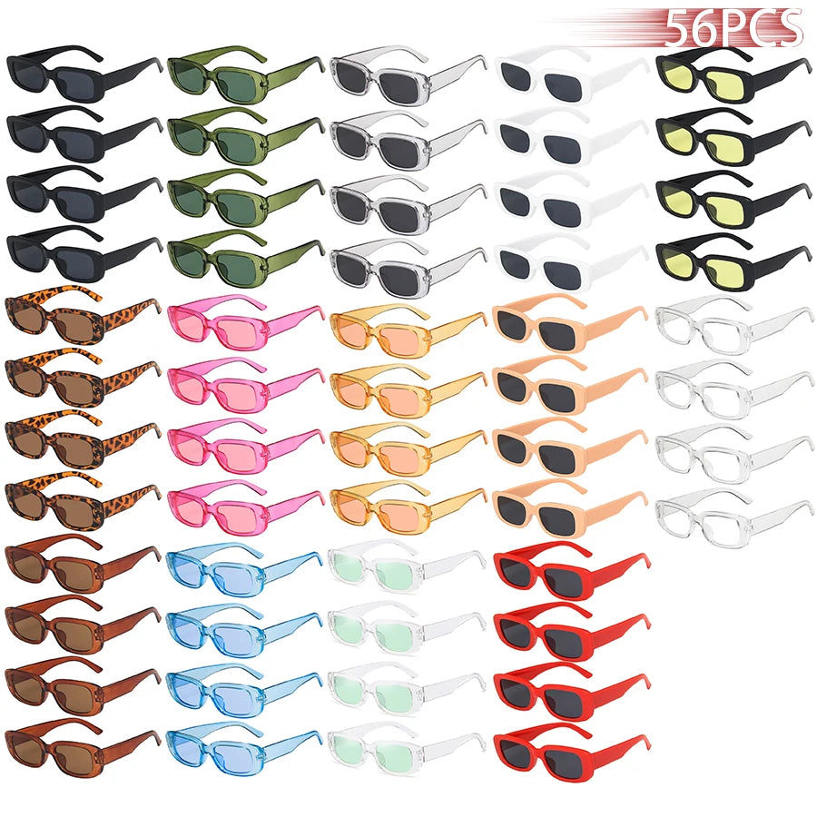 56PCS Rectangle Sunglasses – Vintage Unisex Eyewear