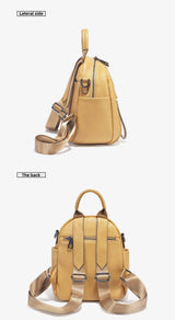 Zency Soft Genuine Leather Women Small Casual Backpack Travel Rucksack Shoulder Bag Purse Preppy Style Mochila 2025