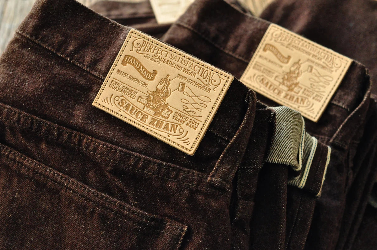 SauceZhan Brown Selvedge Denim Tapered Jeans – 13.8 oz