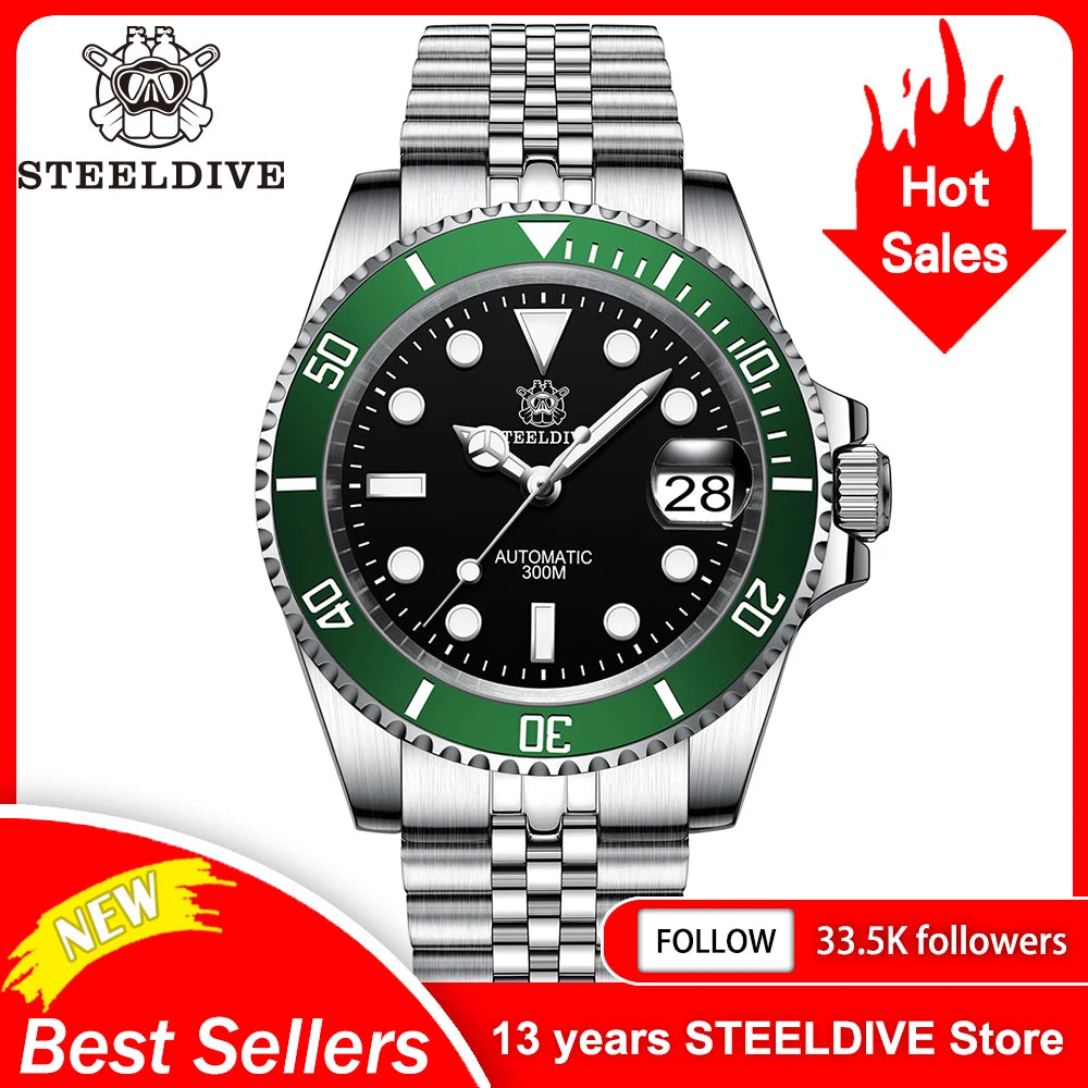 SD1953 New Bracelet With Milled Clasp 41MM NH35 Movement 300M Waterproof Mens Automatic Dive Watches  Ceramic Bezel