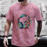 Men’s Hip Hop Melting Headset Graphic Oversized Tee