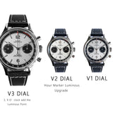 Sugess 1963 Pilot Watch Men Mechanical Chronograph Panda Wristwatch Air Force Sapphire Waterproof for Seagull Movement ST1901 v3