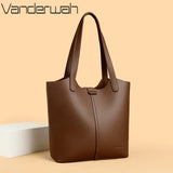 Genuine Brand High End Soft Pu Leather Shoulder Bag For Women Casual Tote Bag Female Purse Simple Design Handbag Commuting Sac