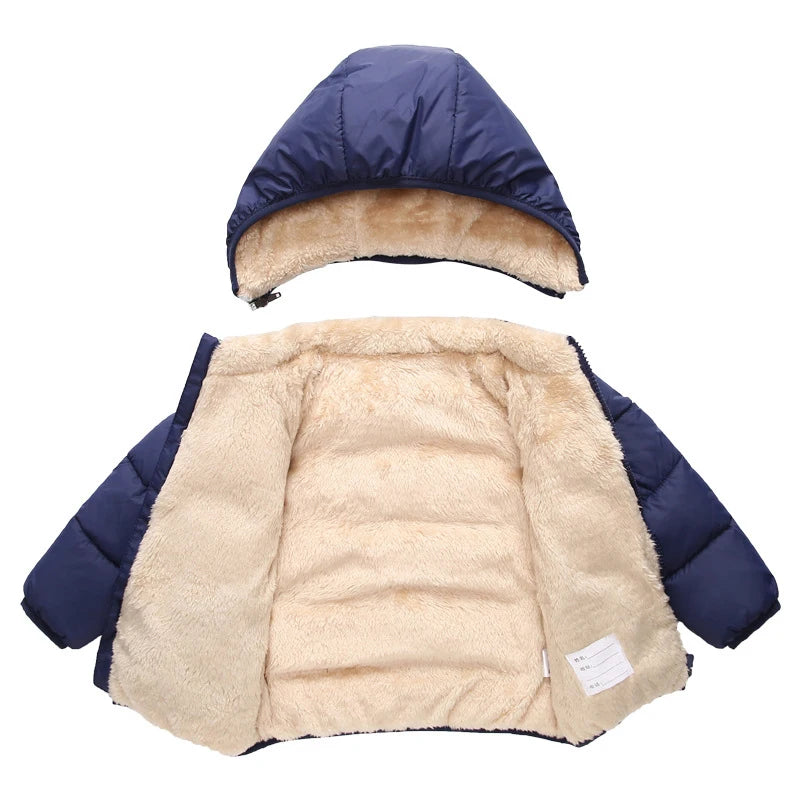 Kids’ Plush Cartoon Hooded Jacket
